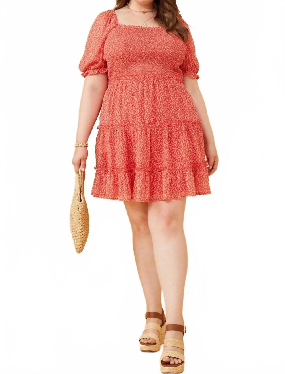 NEW HAYDEN LA ditsy floral dress - plus in red